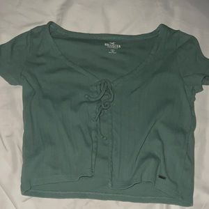 Green open front hollister top